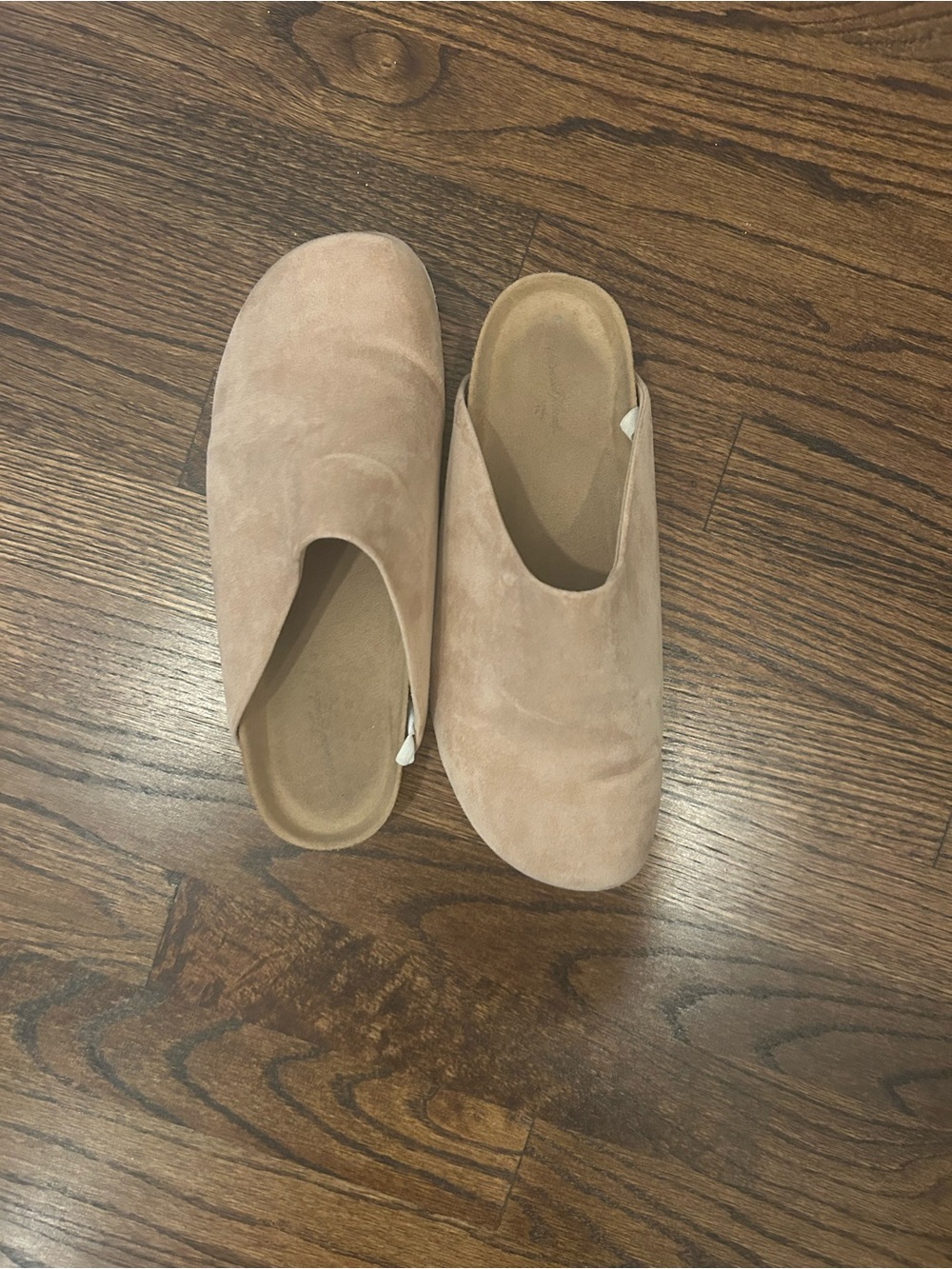 American Threads Suede Slip-On Mules in Blush